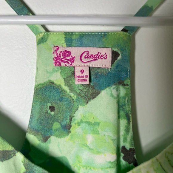 Y2K Candie’s Green Floral Strappy Dress Size 9 Fit & Flare - Picture 4 of 7